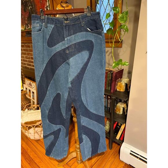Jaded London Women’s 70’s Style Swirl Patchwork Jeans - Picture 4 of 8